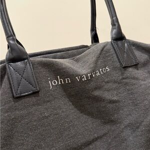 John Varvatos Black Canvas Duffel Bag with Leather Handles